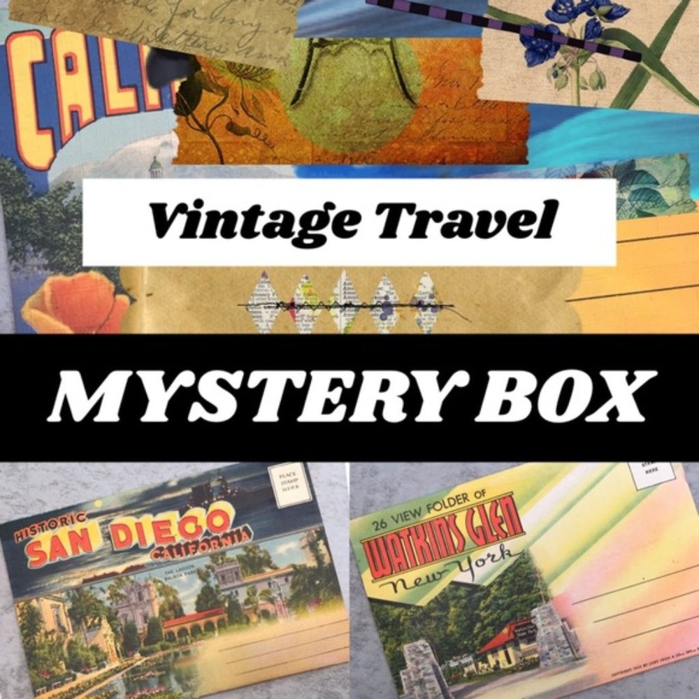 Vintage Travel Photo Postcard Mystery Box